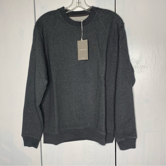 EVERLANE Men's Track Crew Neck Sweatshirt Small Gray 100% Organic Cotton NEW - Picture 9 of 9
